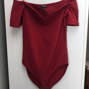 Express Off the Shoulder Red Bodysuit Sz Small